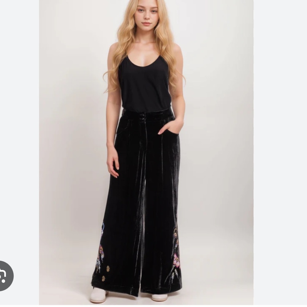 New Johnny Was Black Steffania Wide Leg Pleat Pants size S - Picture 8 of 16